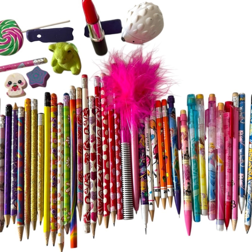 Y2K Vintage Girly Pencils Erasers Stickers Lot 60+ Novelty School Supplies B20Q - Picture 6 of 9